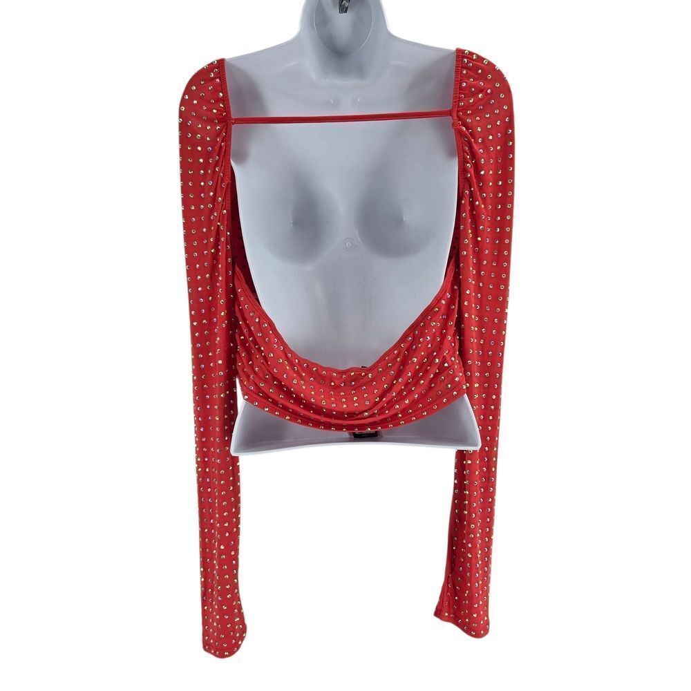 NTW PrettyLittleThing Red Rhinestone Blouse - Picture 3 of 5